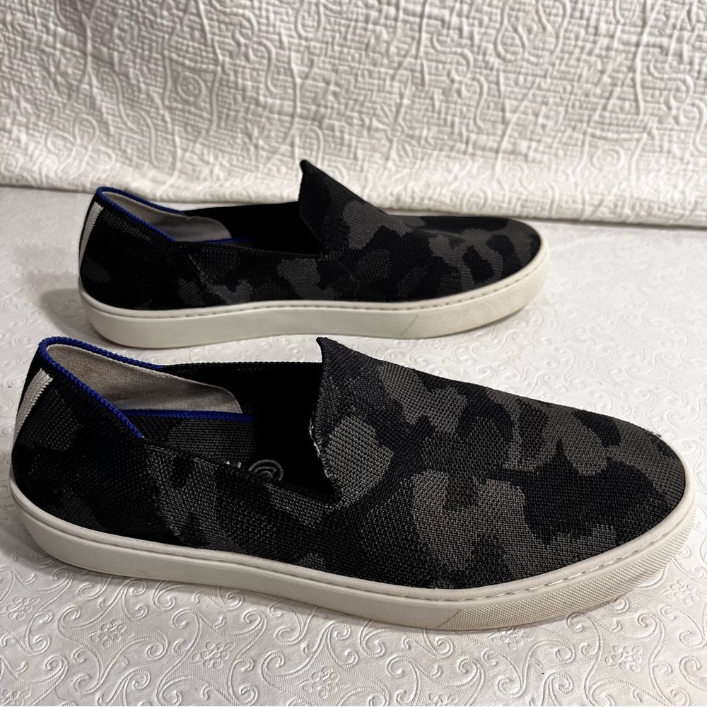 Rothys Womens The Original Slip On Sneakers Gray Camo Knit Shoes 9.5 US 40 EU